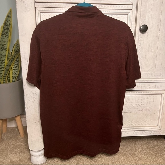 Men’s Active Go Dry Dark Red Heathered Performance Polo Medium - Picture 2 of 7